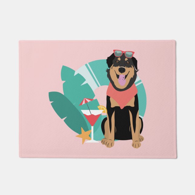 Cute Summer Dog With Sunglasses Doormat (Front)
