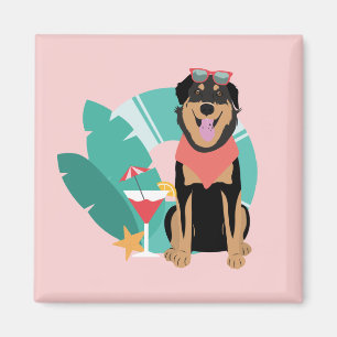Cute Summer Dog With Sunglasses Magnet