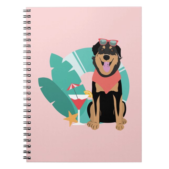 Cute Summer Dog With Sunglasses Notebook (Front)