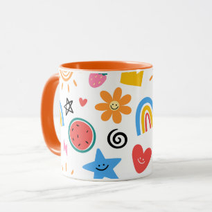 Cute Summer Doodles Whimsical Seamless Pattern Mug