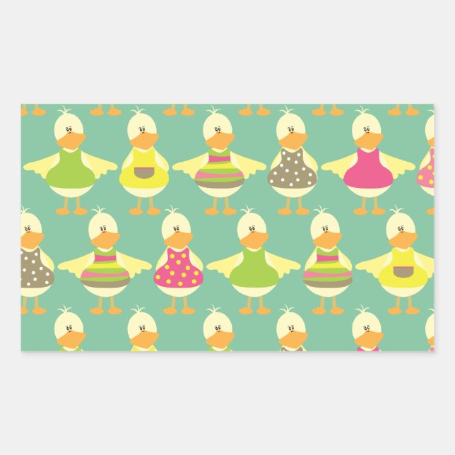 cute summer ducks rectangular sticker (Front)