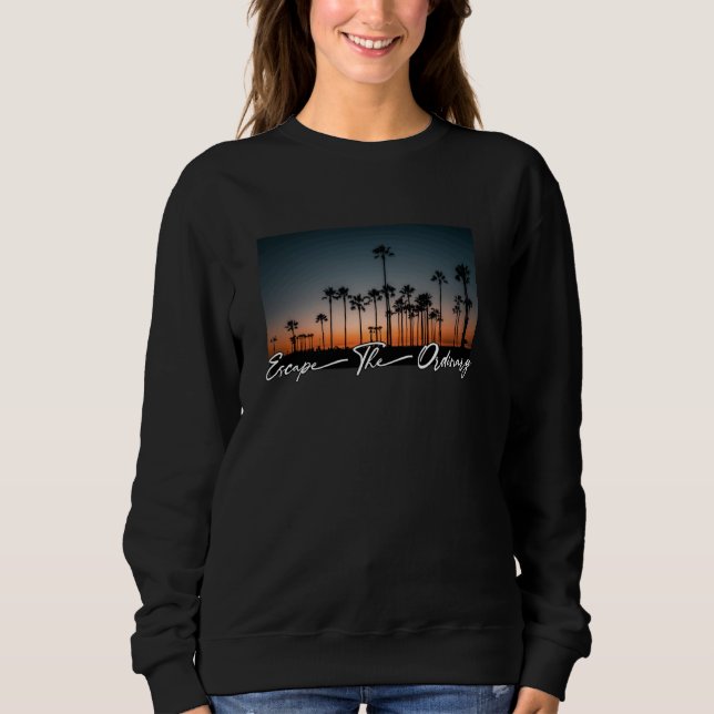 Cute Summer Escape The Ordinary Palm Trees Sunset Sweatshirt (Front)