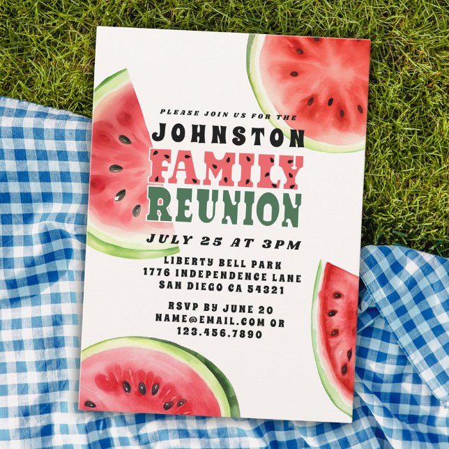 Cute Summer Family Reunion Watercolor Watermelon Invitation (Creator Uploaded)