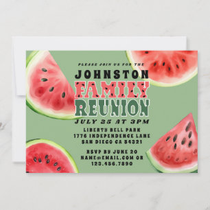 Cute Summer Family Reunion Watermelon Horizontal Invitation