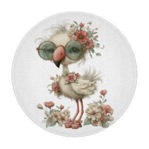 CUTE SUMMER FLAMINGO WITH FLOWERS CUTTING BOARD