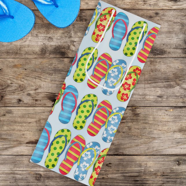 Cute Summer Flip Flops Pattern Custom Wine Gift Bag (Creator Uploaded)