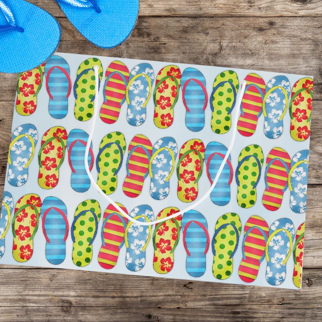 Cute Summer Flip Flops Pattern Large Gift Bag (Creator Uploaded)