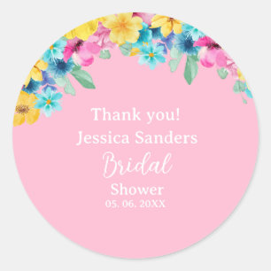 Cute Summer floral Bridal Shower Classic Round Sticker