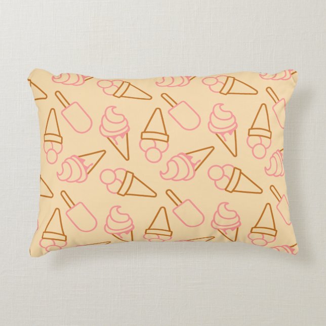 Cute summer food with outline ice cream contours decorative cushion (Front)
