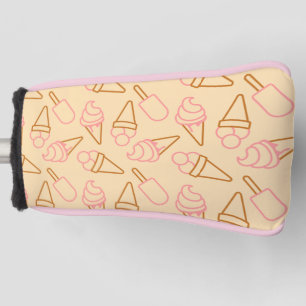 Cute summer food with outline ice cream contours golf head cover