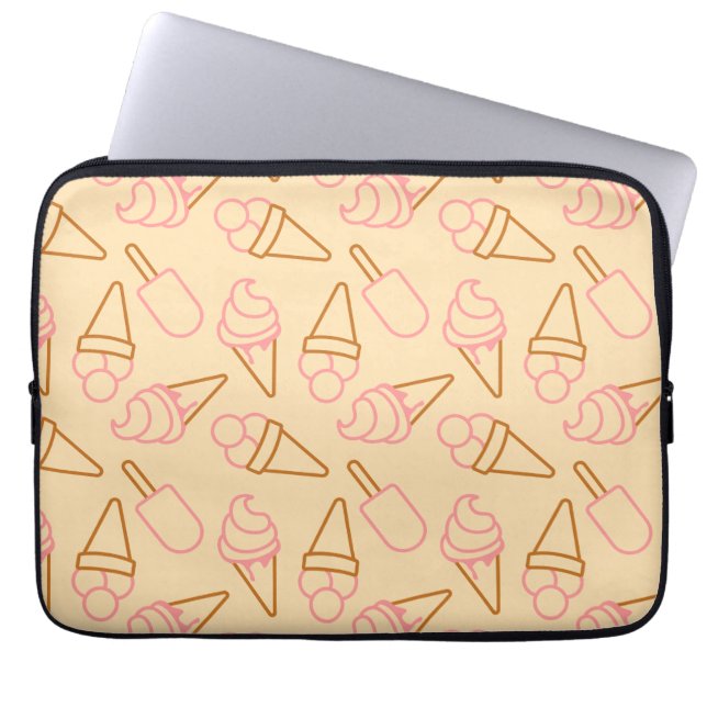 Cute summer food with outline ice cream contours laptop sleeve (Front)