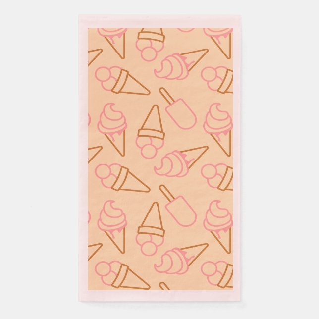 Cute summer food with outline ice cream contours napkin (Front)