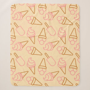 Cute summer food with outline ice cream contours sherpa blanket