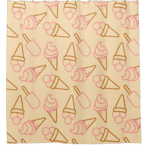 Cute summer food with outline ice cream contours shower curtain