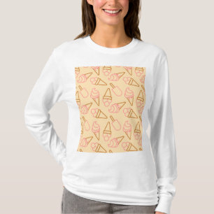 Cute summer food with outline ice cream contours T-Shirt