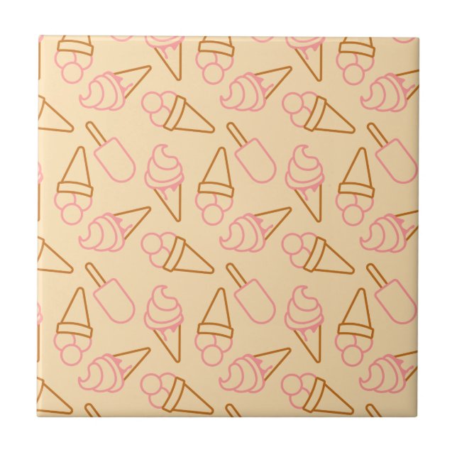 Cute summer food with outline ice cream contours tile (Front)