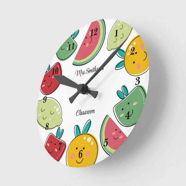 Cute Summer Fruit Pattern Round Clock (Angle)