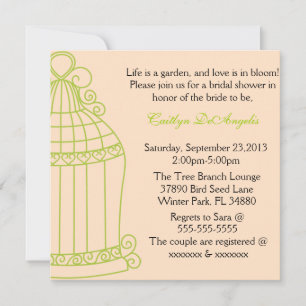 Cute Summer Garden Birdcage Bridal Shower Invite