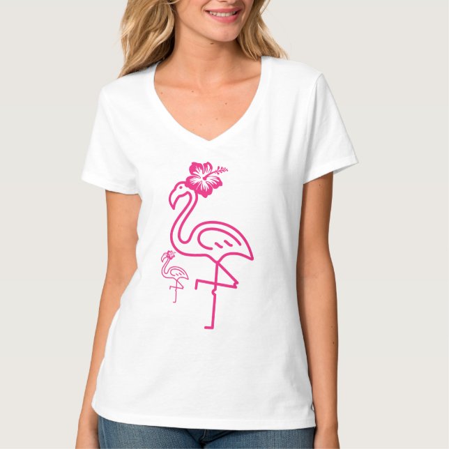 Cute Summer Girly Flamingo  T-Shirt (Front)