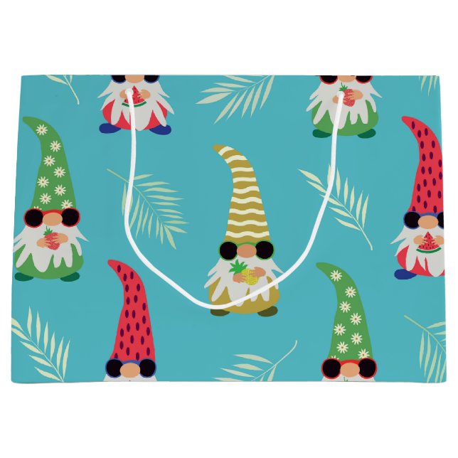 Cute summer gnomes holding fruits pattern  large gift bag (Front)