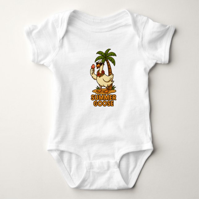 Cute Summer Goose Baby Bodysuit  (Front)