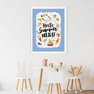 Cute Summer Holiday Quote Colourful Illustration Poster