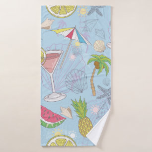 Cute summer illustration pattern with watermelon,  bath towel