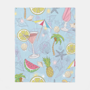 Cute summer illustration pattern with watermelon, fleece blanket