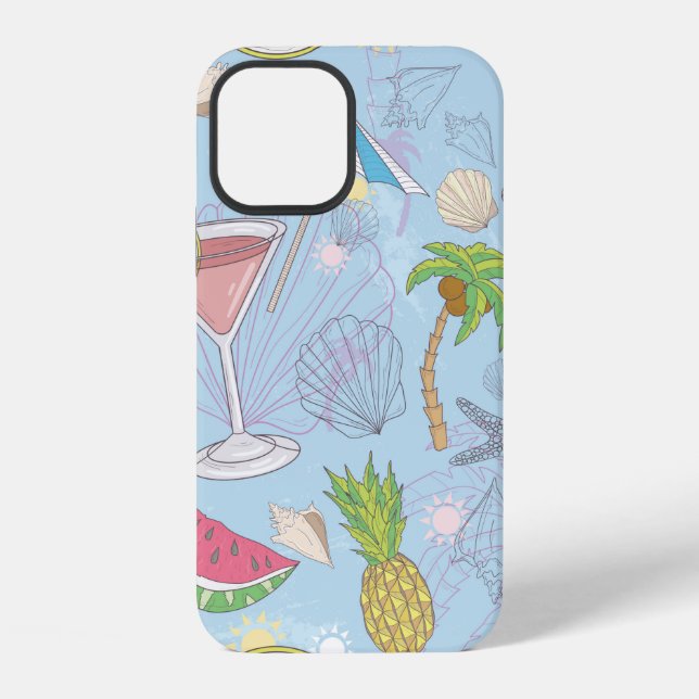 Cute summer illustration pattern with watermelon,  iPhone case (Back)