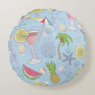 Cute summer illustration pattern with watermelon,  round cushion