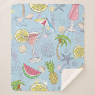 Cute summer illustration pattern with watermelon,  sherpa blanket