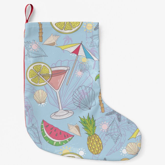 Cute summer illustration pattern with watermelon,  small christmas stocking (Front)