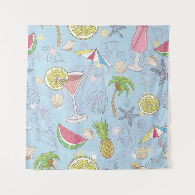 Cute summer illustration pattern with watermelon,  tapestry (Front)