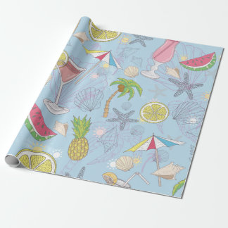Cute summer illustration pattern with watermelon,  wrapping paper