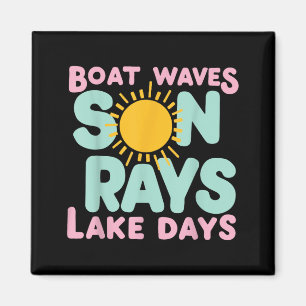 Cute Summer Lake Life Beach Boat Waves Sun Rays Magnet
