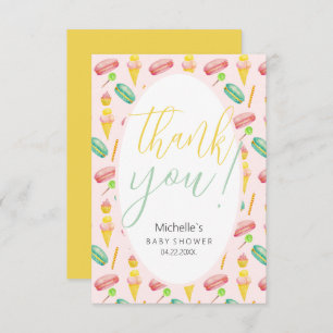 Cute Summer Party Watercolor Illustration Pattern Thank You Card