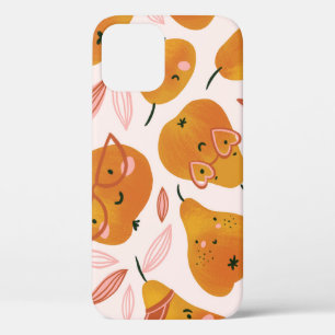 Cute summer pattern with orange pears. iPhone 12 case
