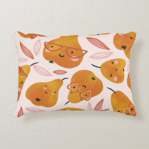 Cute summer pattern with orange pears. decorative cushion