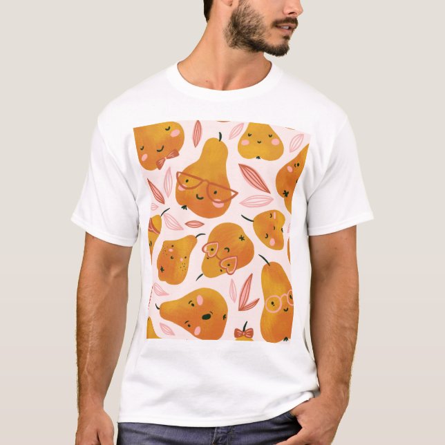 Cute summer pattern with orange pears. T-Shirt (Front)