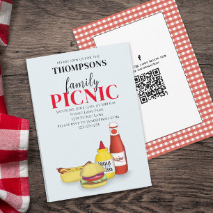 Cute Summer Picnic Trendy QR Code Social Media Invitation