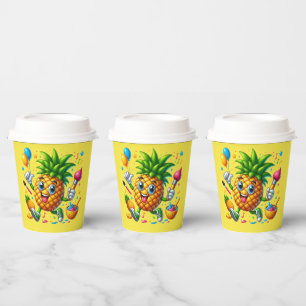 Cute Summer Pineapple fruit add text Birthday  Paper Cups