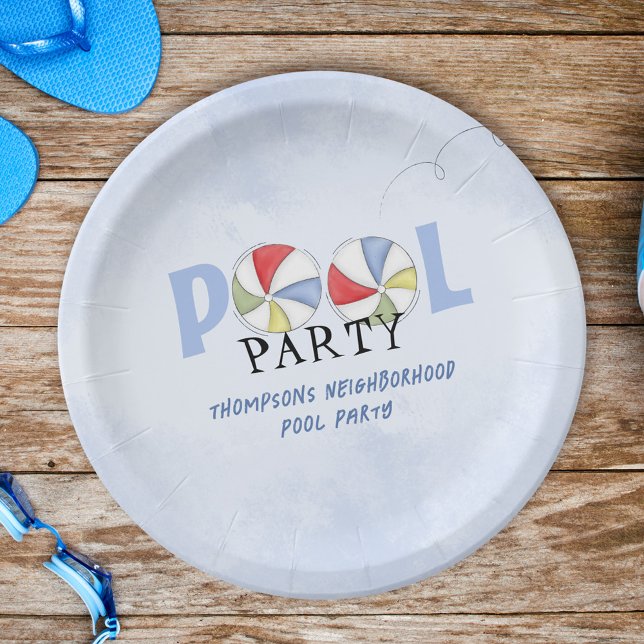 Cute Summer Pool Custom Party Paper Plate (Creator Uploaded)