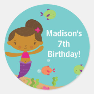 Cute Summer Pool Mermaid Birthday Sticker