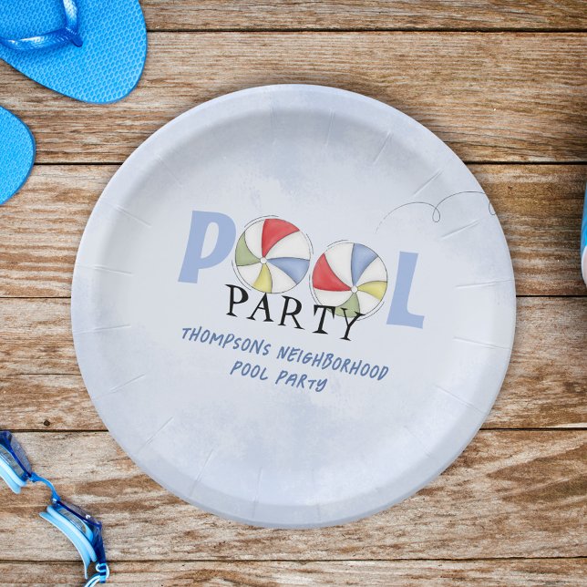 Cute Summer Pool Party Custom  Paper Plate (Creator Uploaded)