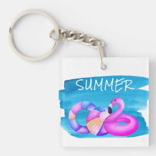 Cute Summer Pool Party  Key Ring