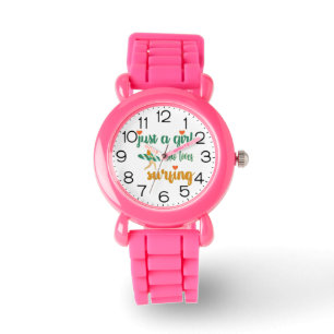 Cute summer quote Just a girl who loves surfing Watch