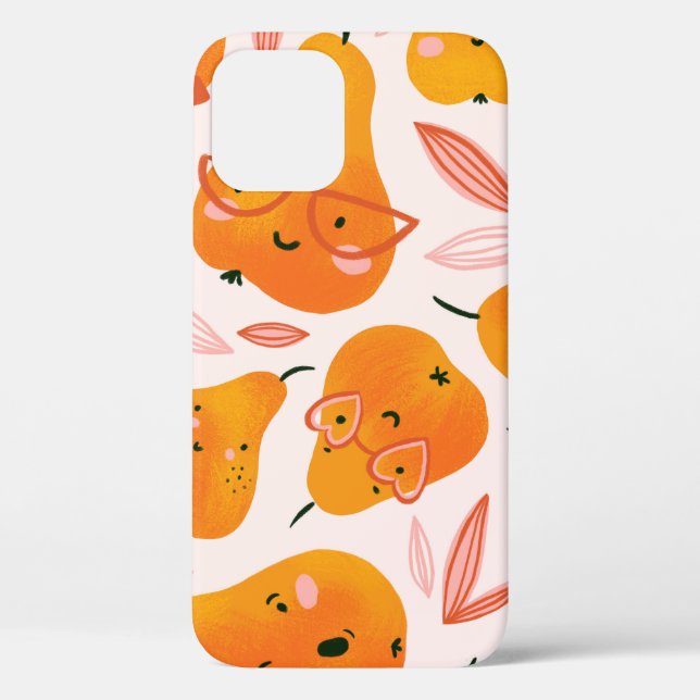 Cute summer seamless pattern with orange pears. Fu Case-Mate iPhone Case (Back)