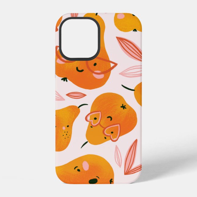 Cute summer seamless pattern with orange pears. Fu iPhone Case (Back)