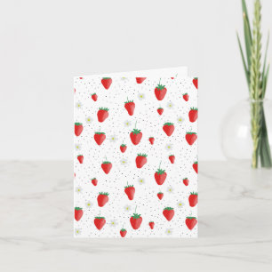 Cute Summer Strawberries & Blossoms Card