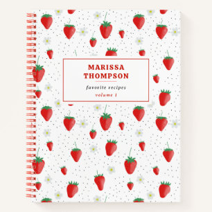 Cute Summer Strawberries & Blossoms Recipe Notebook